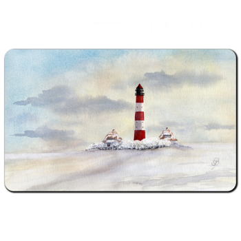 Frühstücksbrettchen Brettchen  Aquarell Maritim Kunst Druck Kunstdruck Nordsee St. Peter Ording SPO Westerhever Leuchtturm Meer Strand